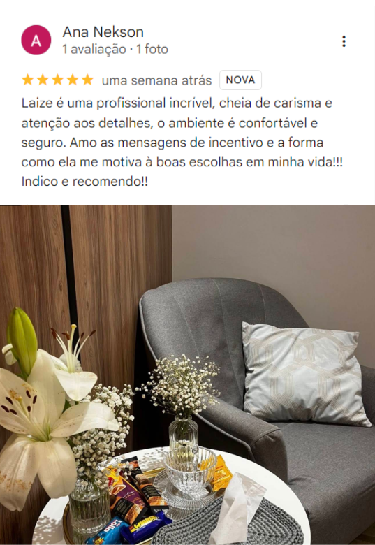 Avaliação de Ana Nekson no Google